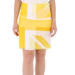 Burberry Yellow and White Geometric Women's Mini Skirt